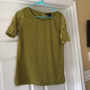 Ann Taylor Lace Sleeved Tee